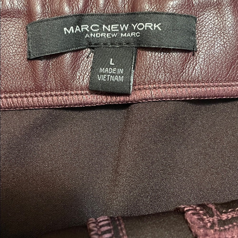 Marc New York Burgundy Faux Leather and Suede Skirt - Picture 5 of 6